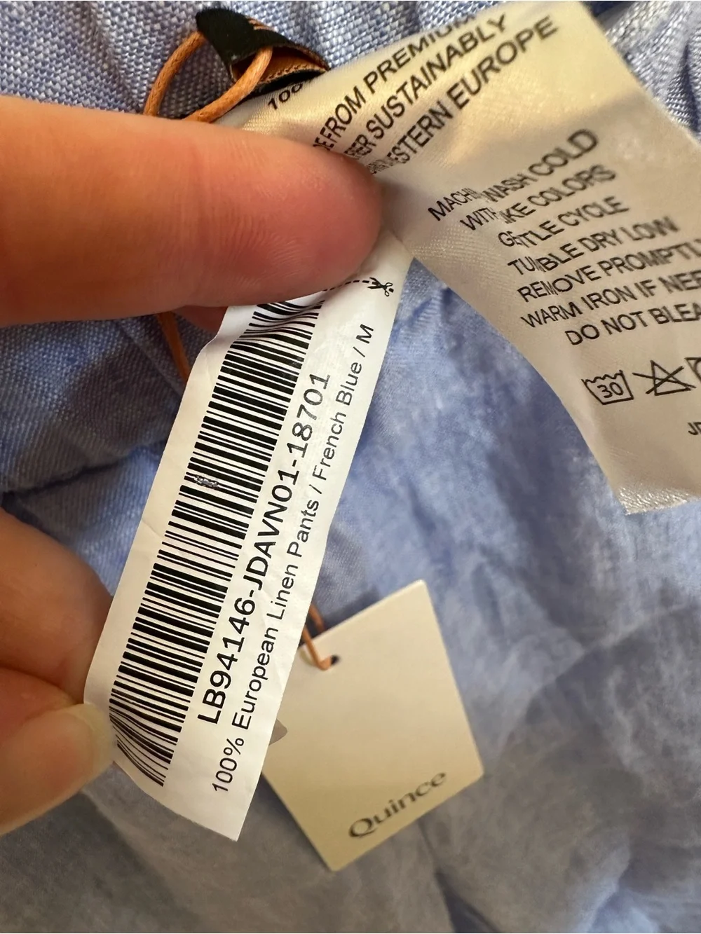 Quince 100% European Linen Pants M French Blue Pull On Elastic Waist Pockets NWT